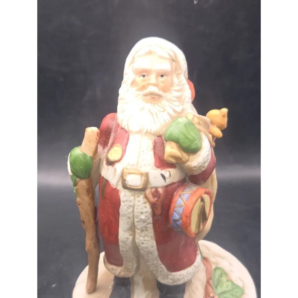 Vintage Enesco Porcelain Santa Claus With Toys Plays White Christmas WORKS
